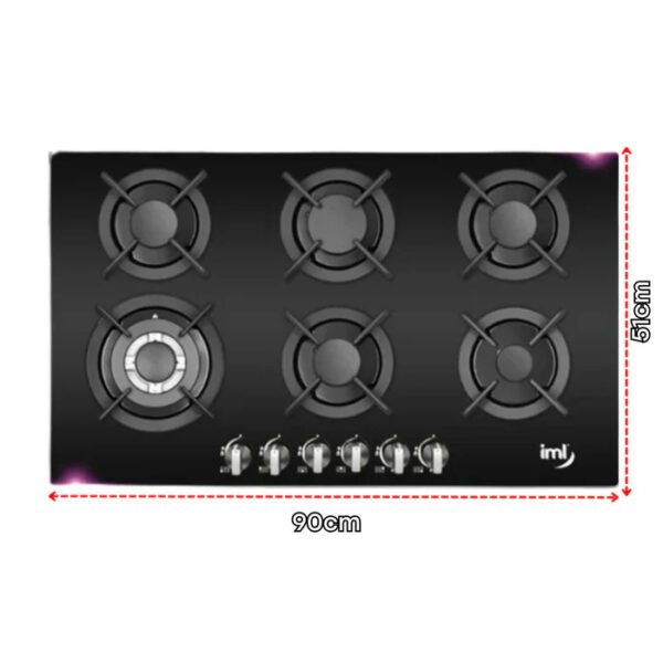 ESTUFA GAS EMPOTRAR 30" QE-6V TOP VIDRIO IML - Image 2