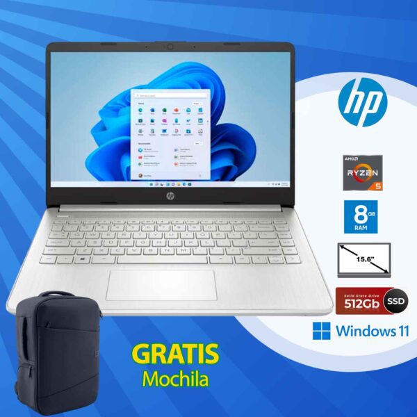 Laptop HP 15-fc0008la R5 8GB 512GB - Blue W11H + Travel Backpack