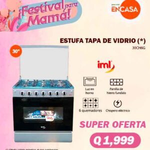 ESTUFA 30" HORNO CON TAPA VIDRIO GRIS IML